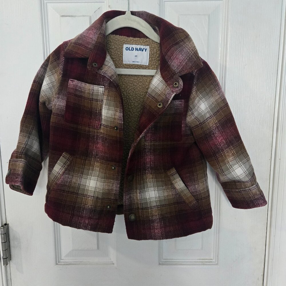 Red and Brown Fleece Old Navy Jacket 2t